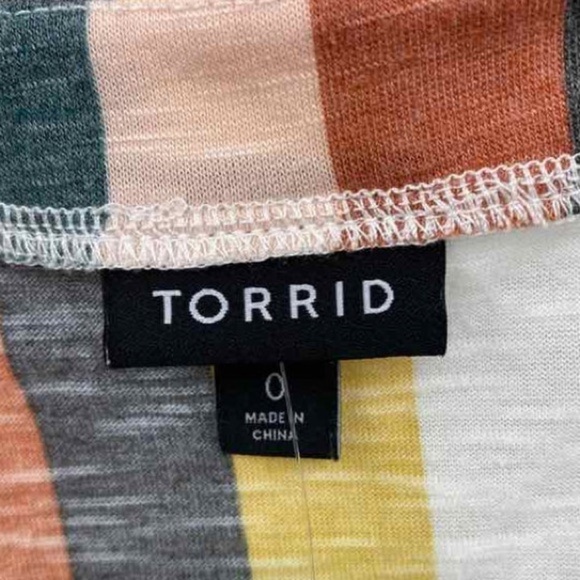 Torrid Size L / 12 Fun Colorful Stripe Tie Front Button Down Top Lightweight - Picture 6 of 7